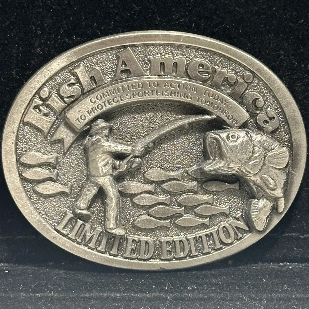Fish America Vintage Trout Fishing Angler Limited Edition Collector Belt Buckle